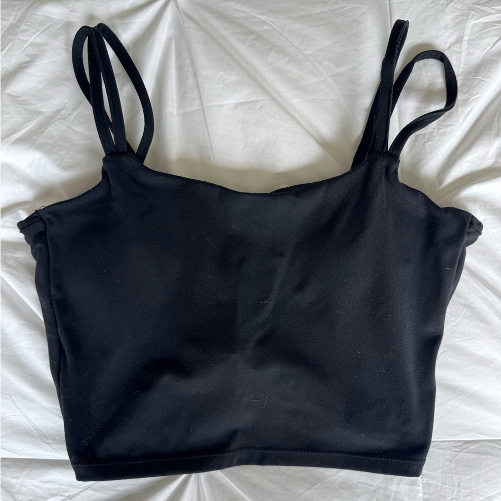 Black Open Back Workout Top